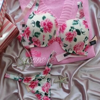 Ensemble Lingerie Fleuri 🌸🖤🤍