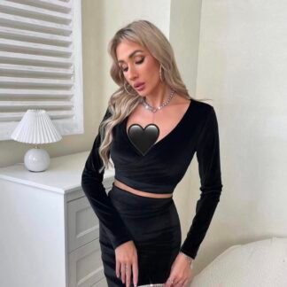 Ensemble Femme Velours Noir ✨
