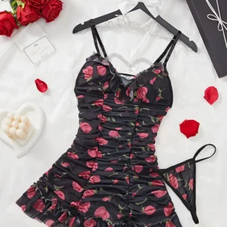 Nuisette Fleurie avec String